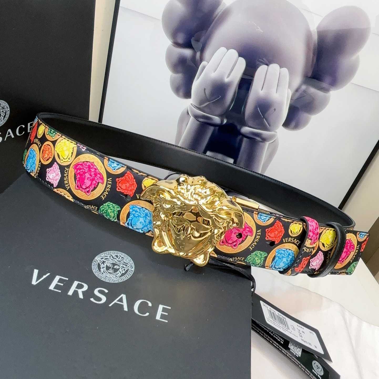 Versace Medusa Medallion Print Reversible Leather Belt   40mm - PerfectKickZ