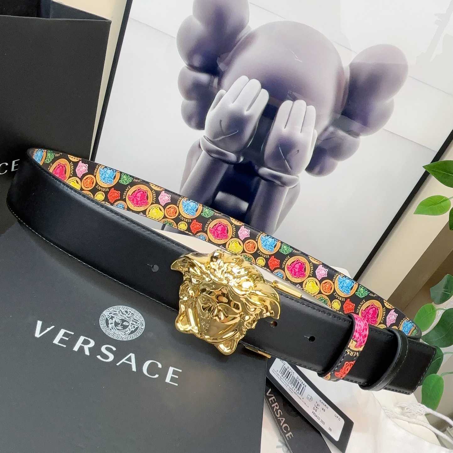 Versace Medusa Medallion Print Reversible Leather Belt   40mm - PerfectKickZ