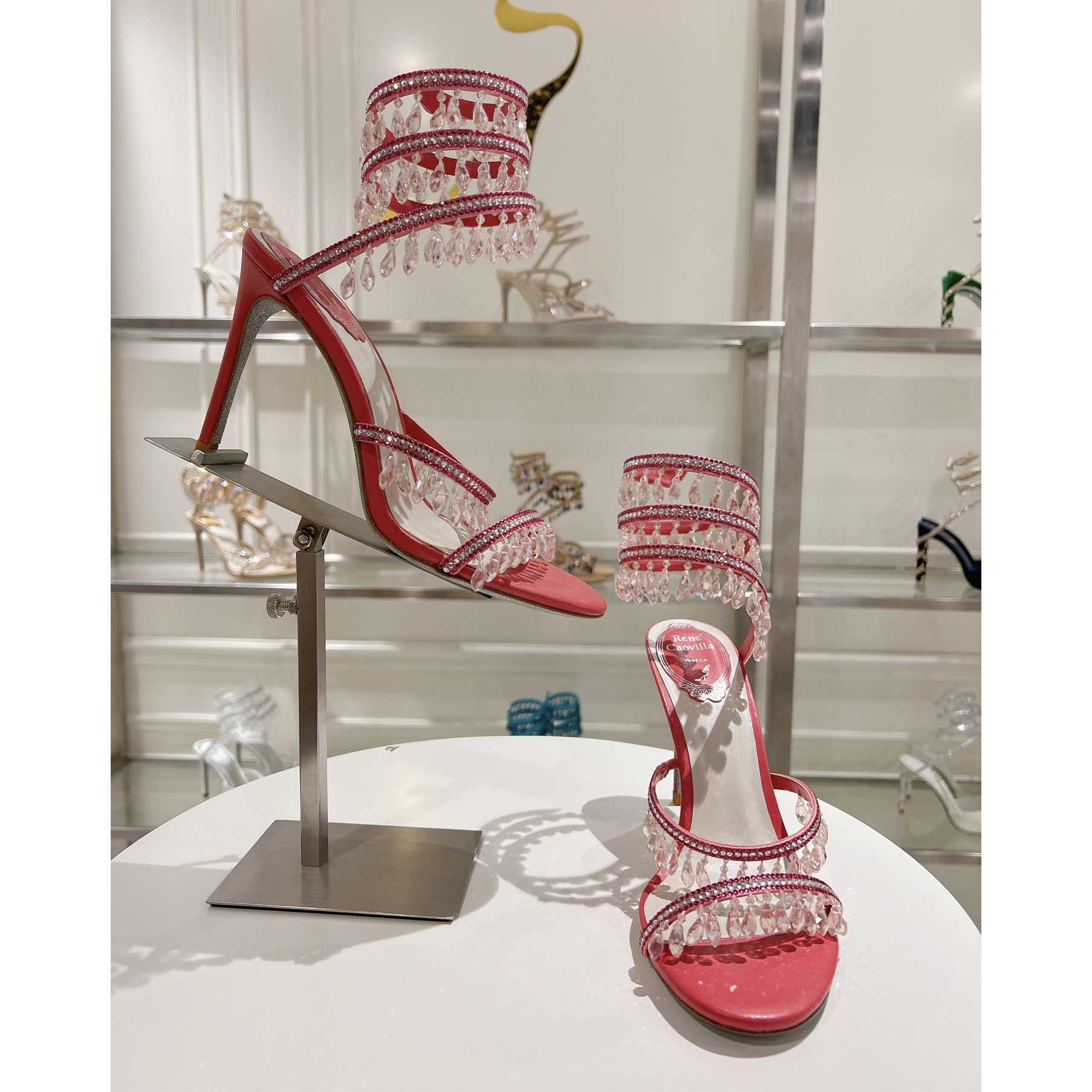 Rene Caovilla Chandelier 95mm Crystal-embellished Sandals - PerfectKickZ