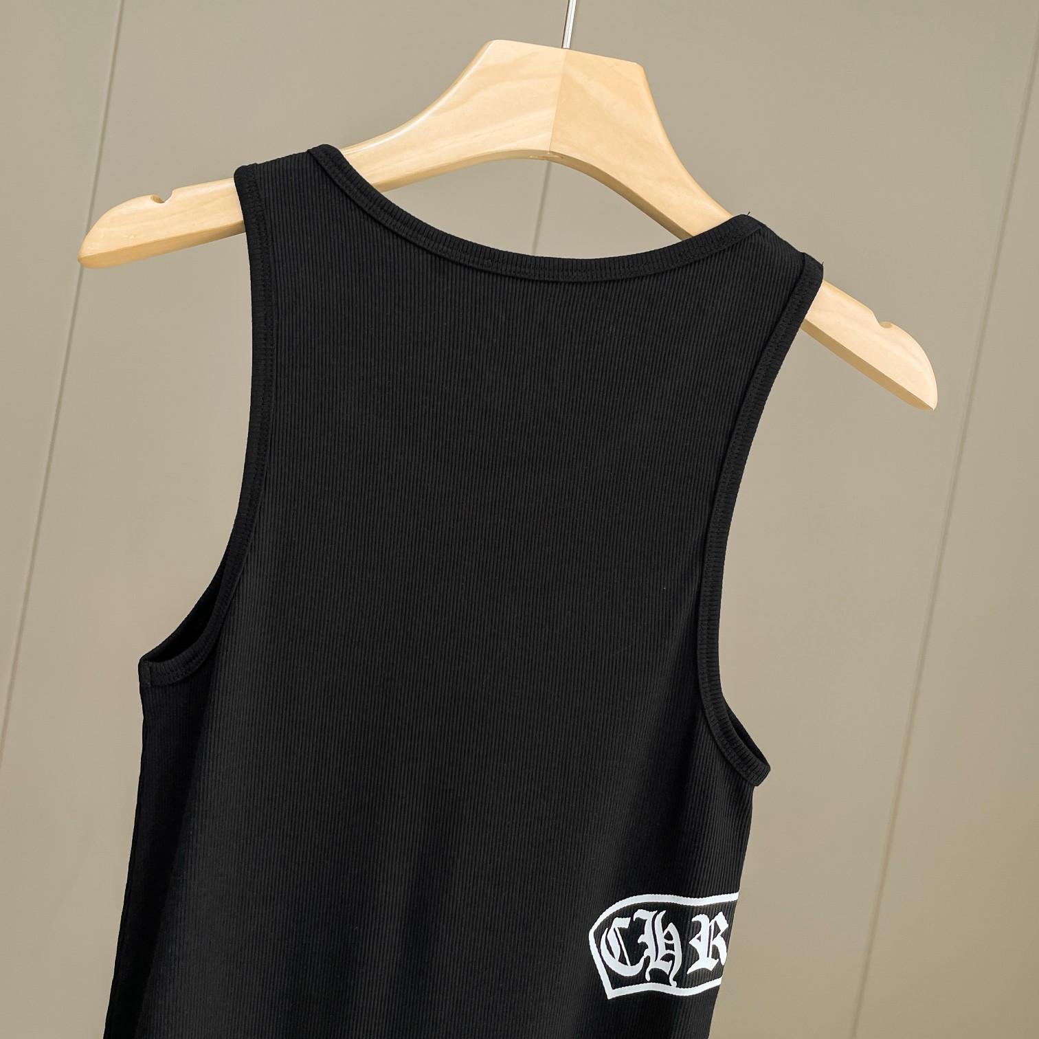 Chrome Hearts Black Vertical Logo Tank Top - PerfectKickZ