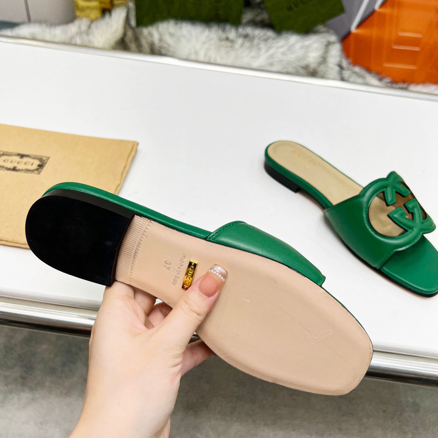 Gucci Women's Interlocking G Cut-out Slide Sandal - PerfectKickZ