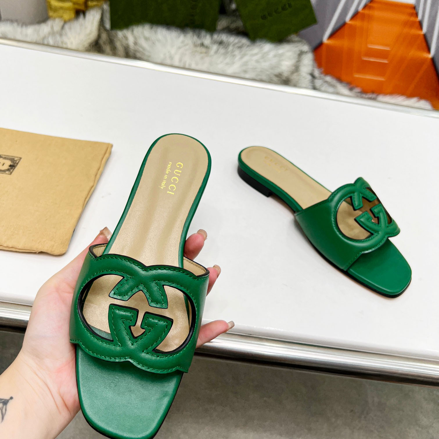 Gucci Women's Interlocking G Cut-out Slide Sandal - 