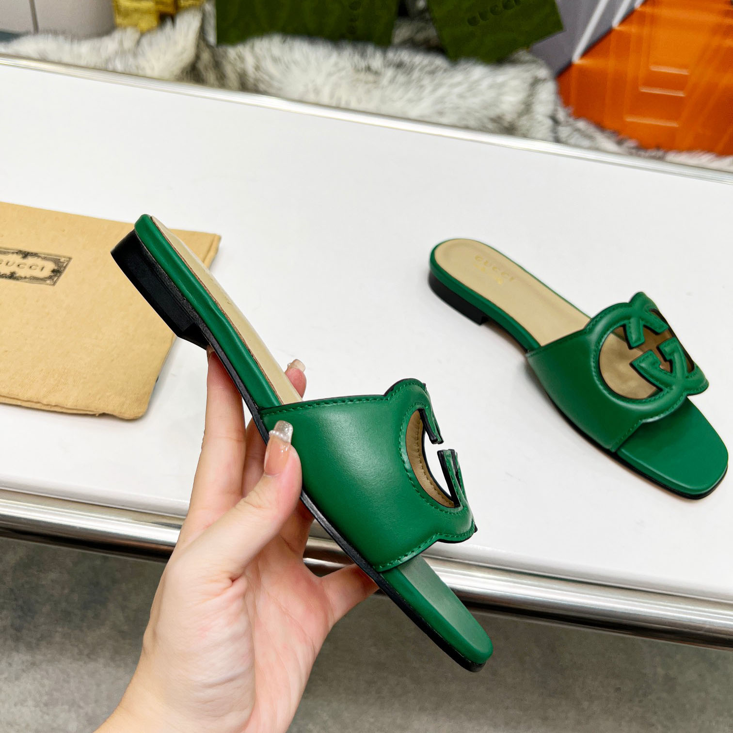 Gucci Women's Interlocking G Cut-out Slide Sandal - 