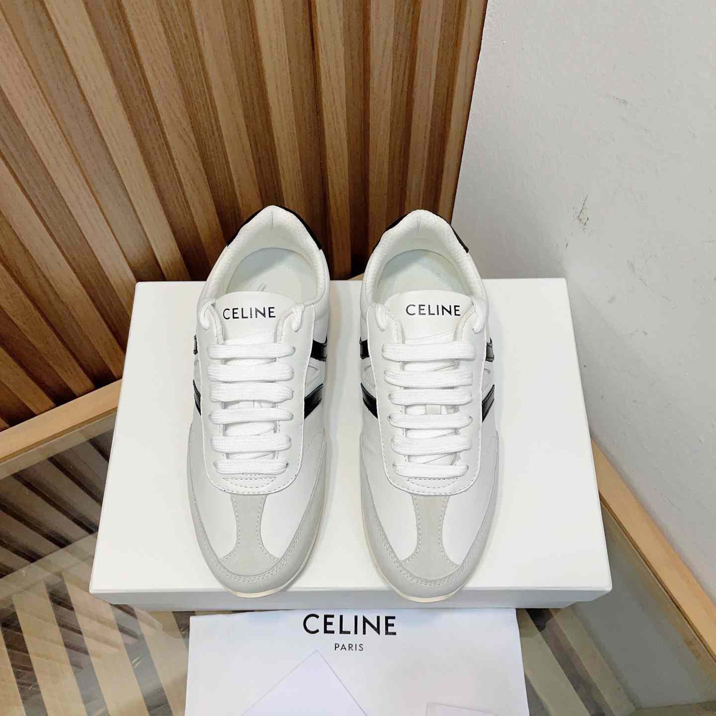 Celine Jogger Low Lace-up Sneaker In Calfskin & Suede Calfskin - PerfectKickZ