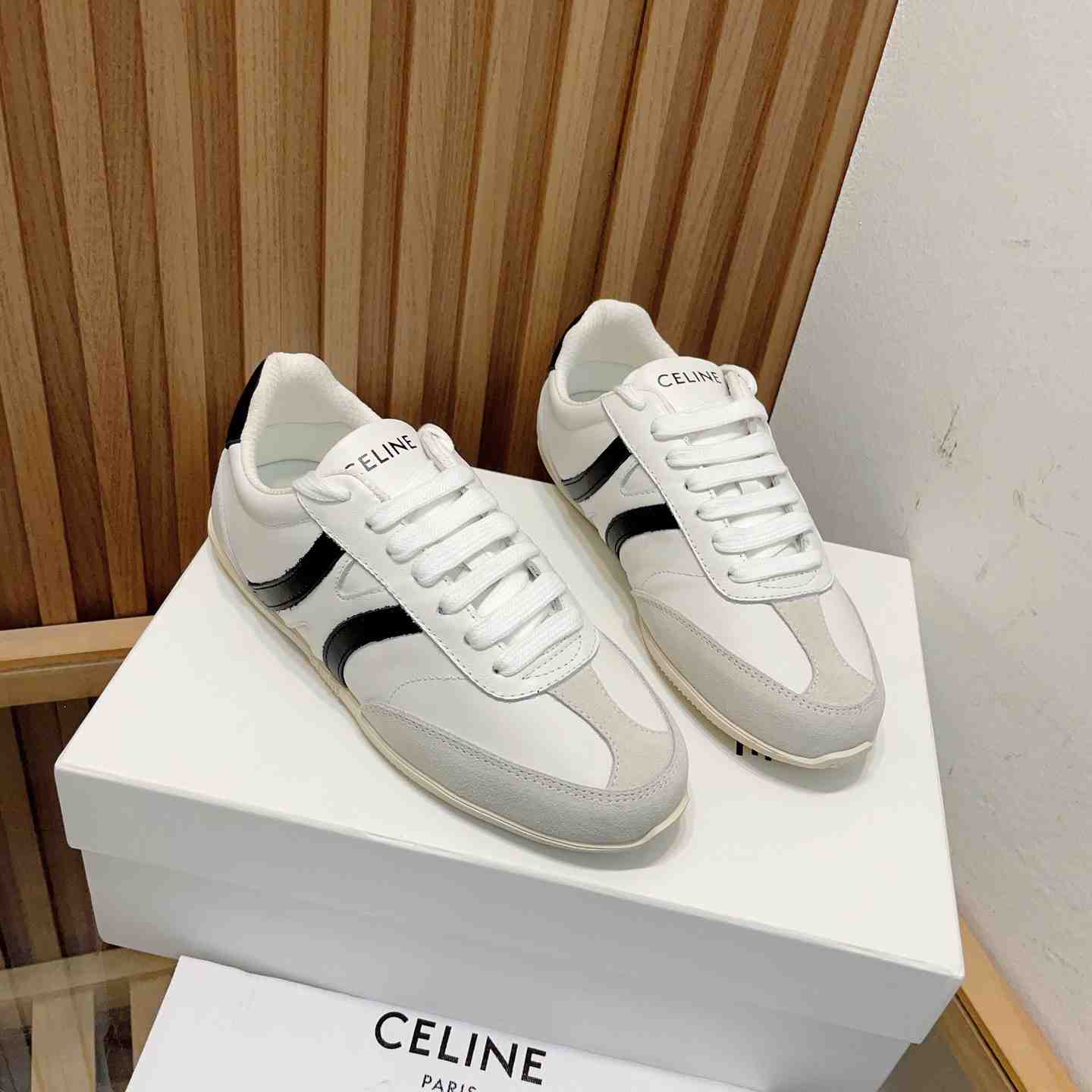Celine Jogger Low Lace-up Sneaker In Calfskin & Suede Calfskin - PerfectKickZ