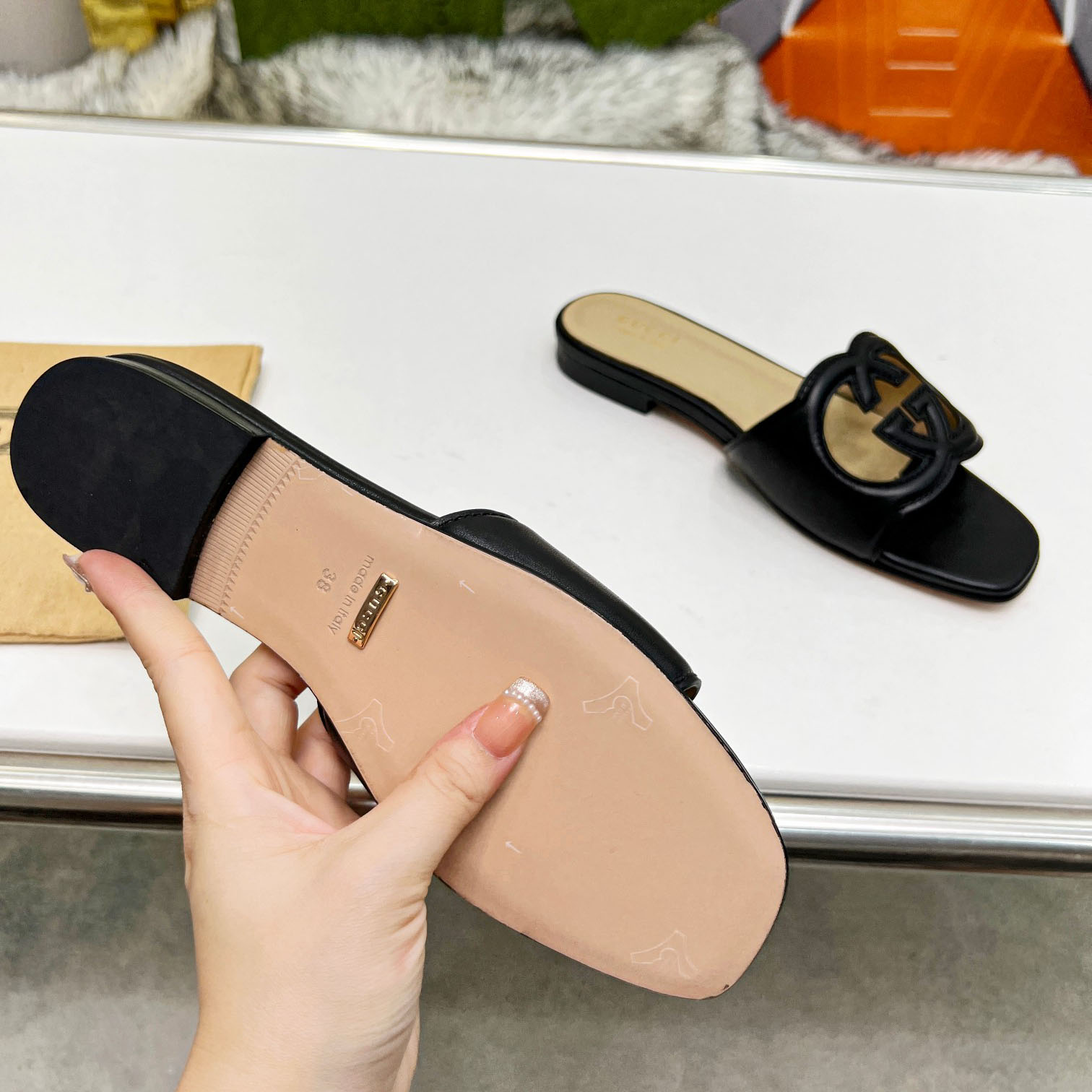 Gucci Women's Interlocking G Cut-out Slide Sandal - PerfectKickZ