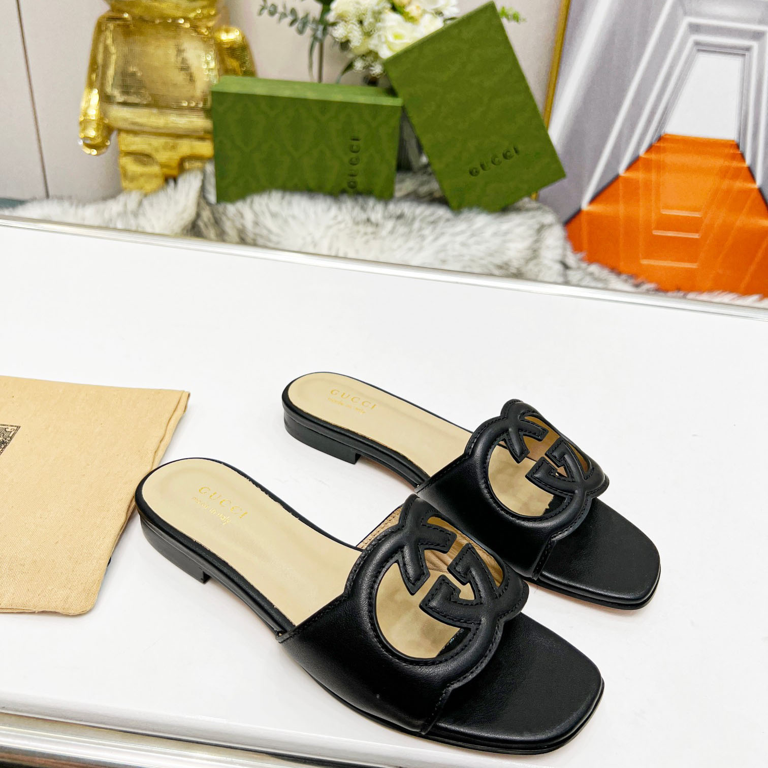 Gucci Women's Interlocking G Cut-out Slide Sandal - PerfectKickZ