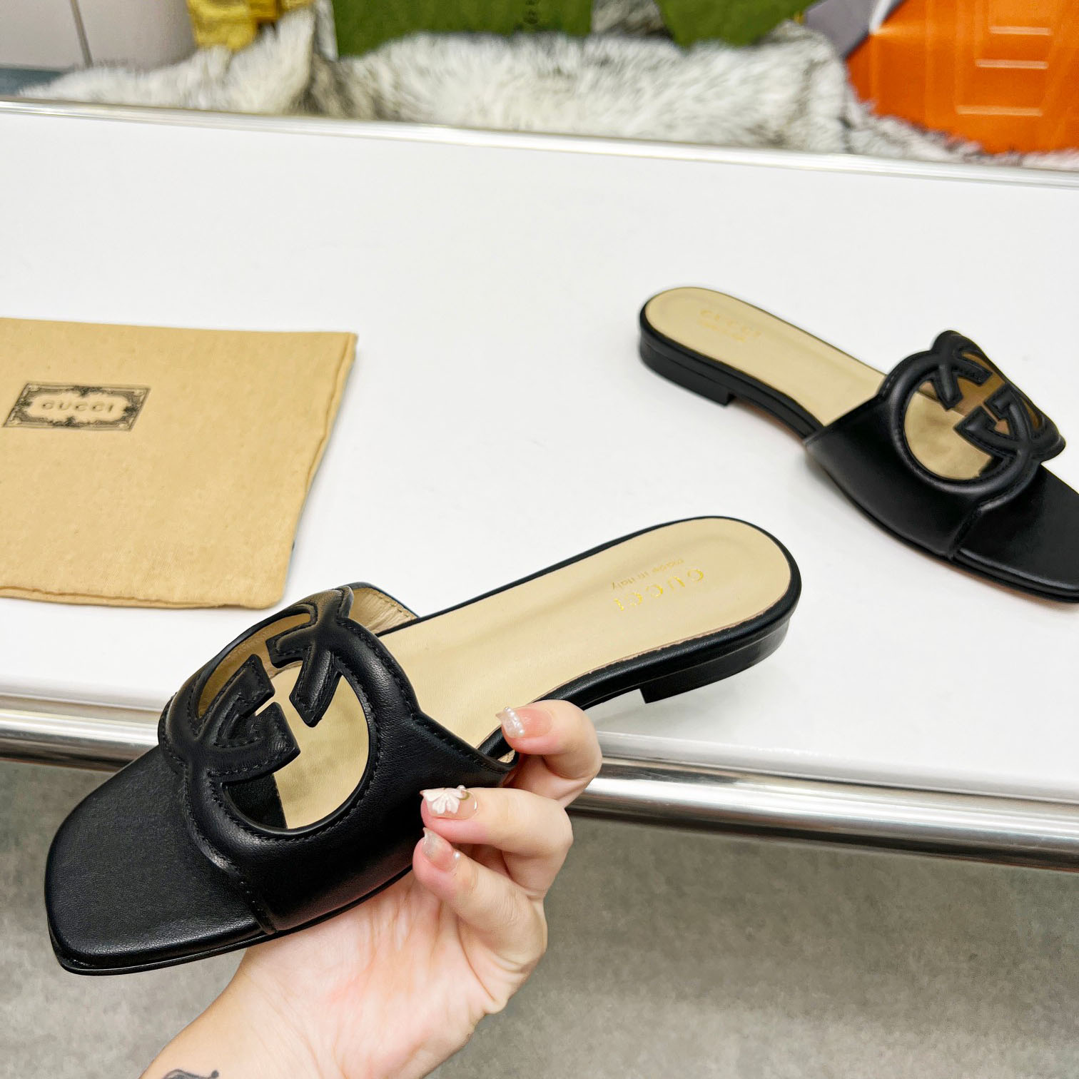 Gucci Women's Interlocking G Cut-out Slide Sandal - 