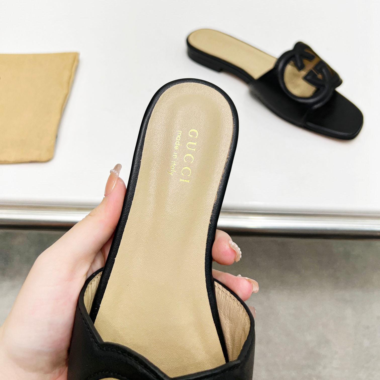 Gucci Women's Interlocking G Cut-out Slide Sandal - 
