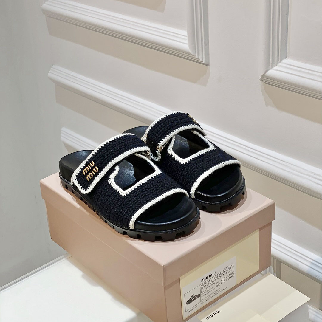 Miu Miu Crochet Knit Slides - PerfectKickZ