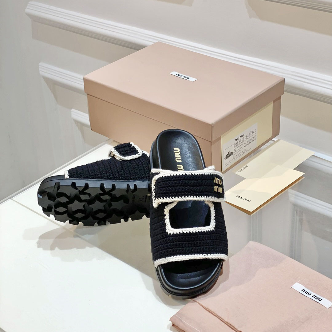 Miu Miu Crochet Knit Slides - PerfectKickZ