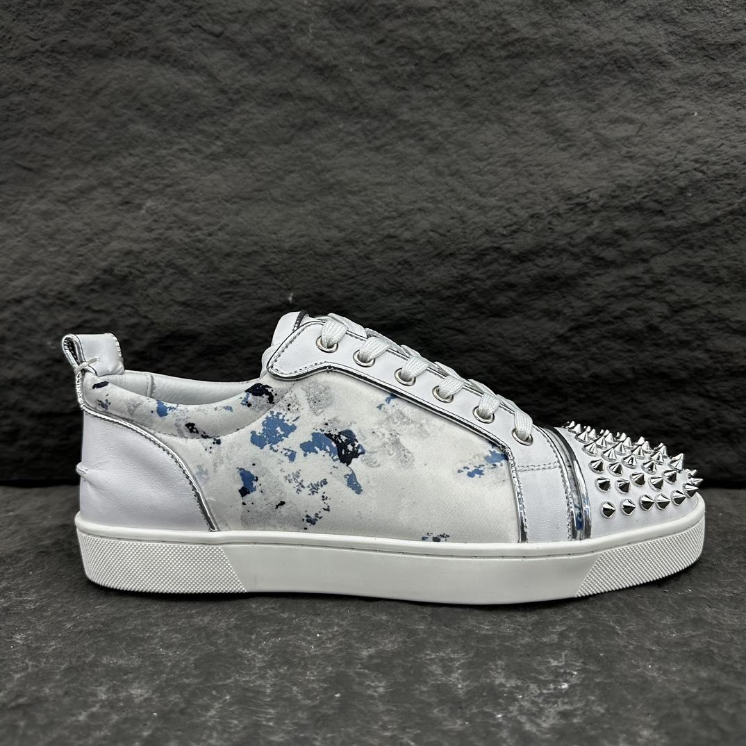 Christian Louboutin Louis Junior Spikes Leather Sneakers - PerfectKickZ