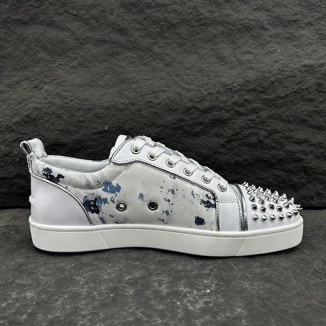 Christian Louboutin Louis Junior Spikes Leather Sneakers - PerfectKickZ