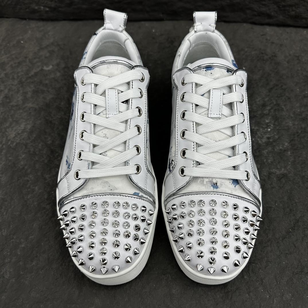 Christian Louboutin Louis Junior Spikes Leather Sneakers - PerfectKickZ