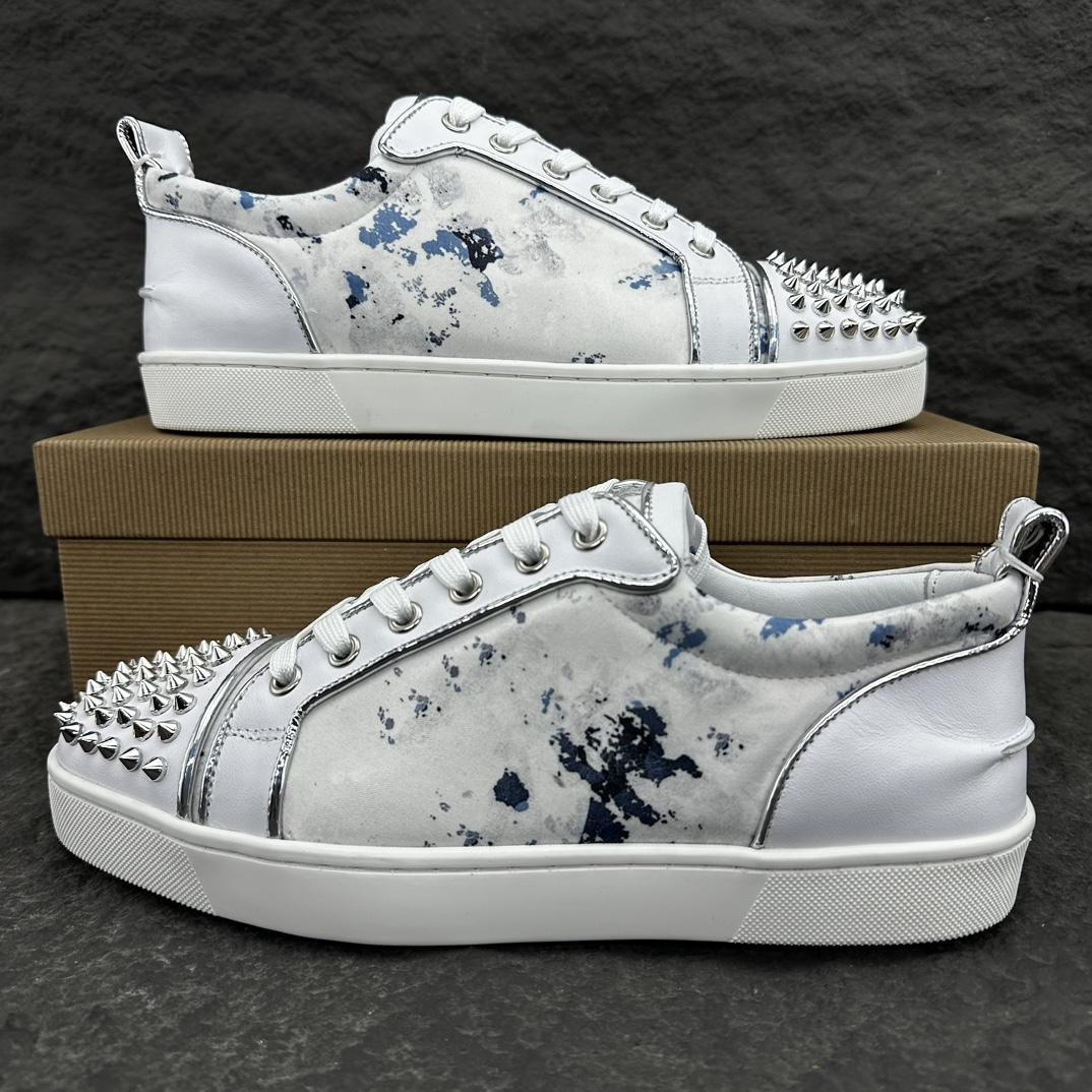 Christian Louboutin Louis Junior Spikes Leather Sneakers - PerfectKickZ