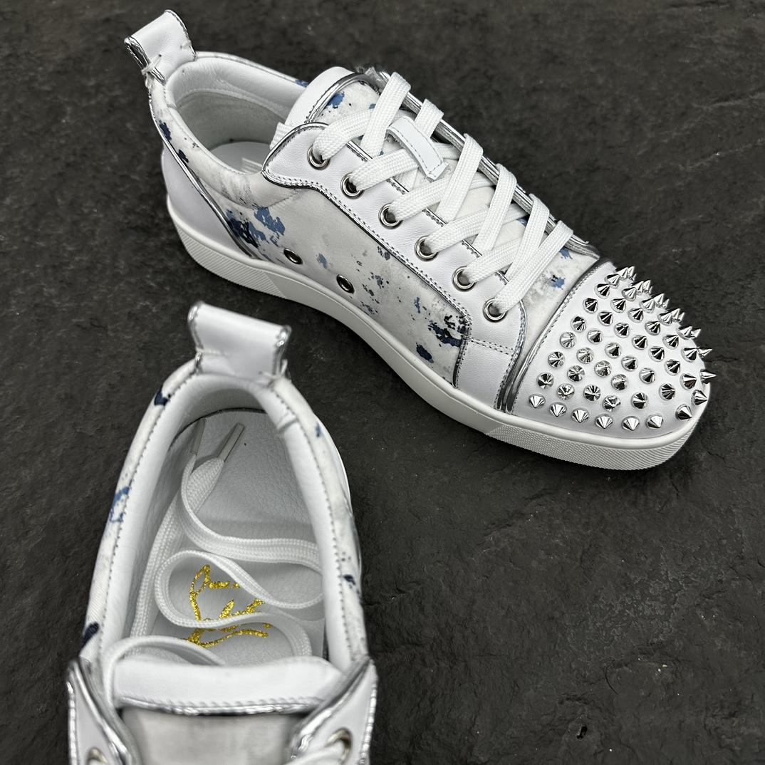 Christian Louboutin Louis Junior Spikes Leather Sneakers - PerfectKickZ