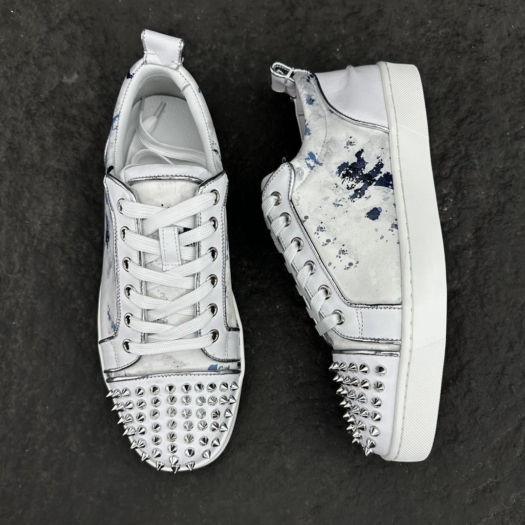 Christian Louboutin Louis Junior Spikes Leather Sneakers - PerfectKickZ