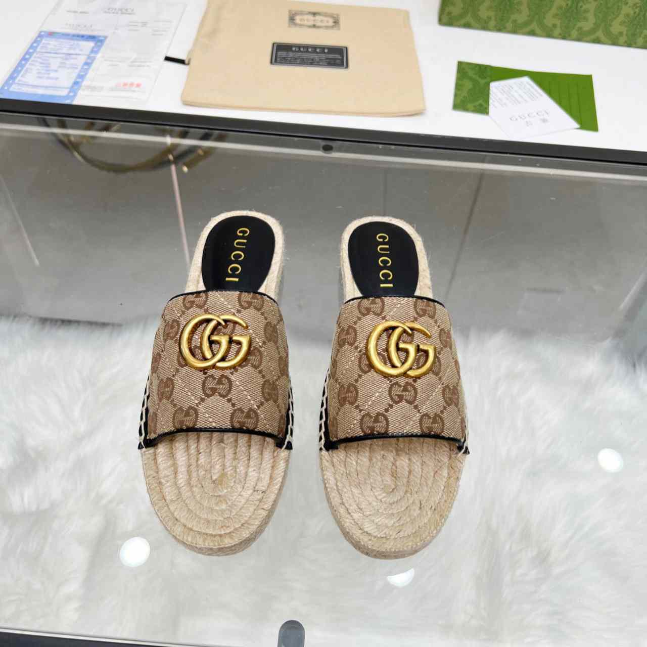 Gucci Women's GG Matelasse Canvas Espadrille Sandal - PerfectKickZ