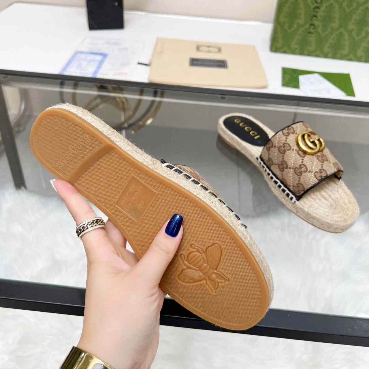 Gucci Women's GG Matelasse Canvas Espadrille Sandal - PerfectKickZ