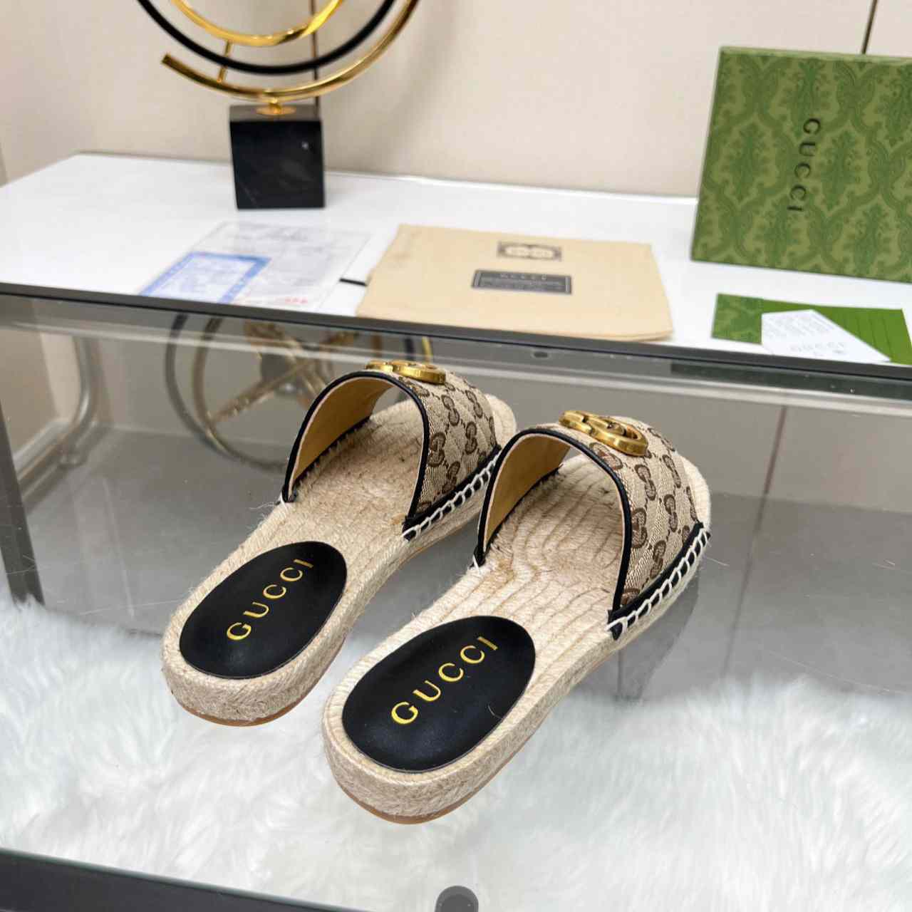 Gucci Women's GG Matelasse Canvas Espadrille Sandal - PerfectKickZ