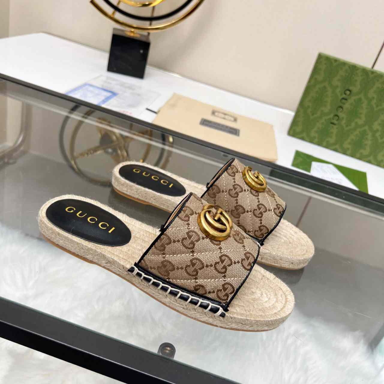 Gucci Women's GG Matelasse Canvas Espadrille Sandal - PerfectKickZ