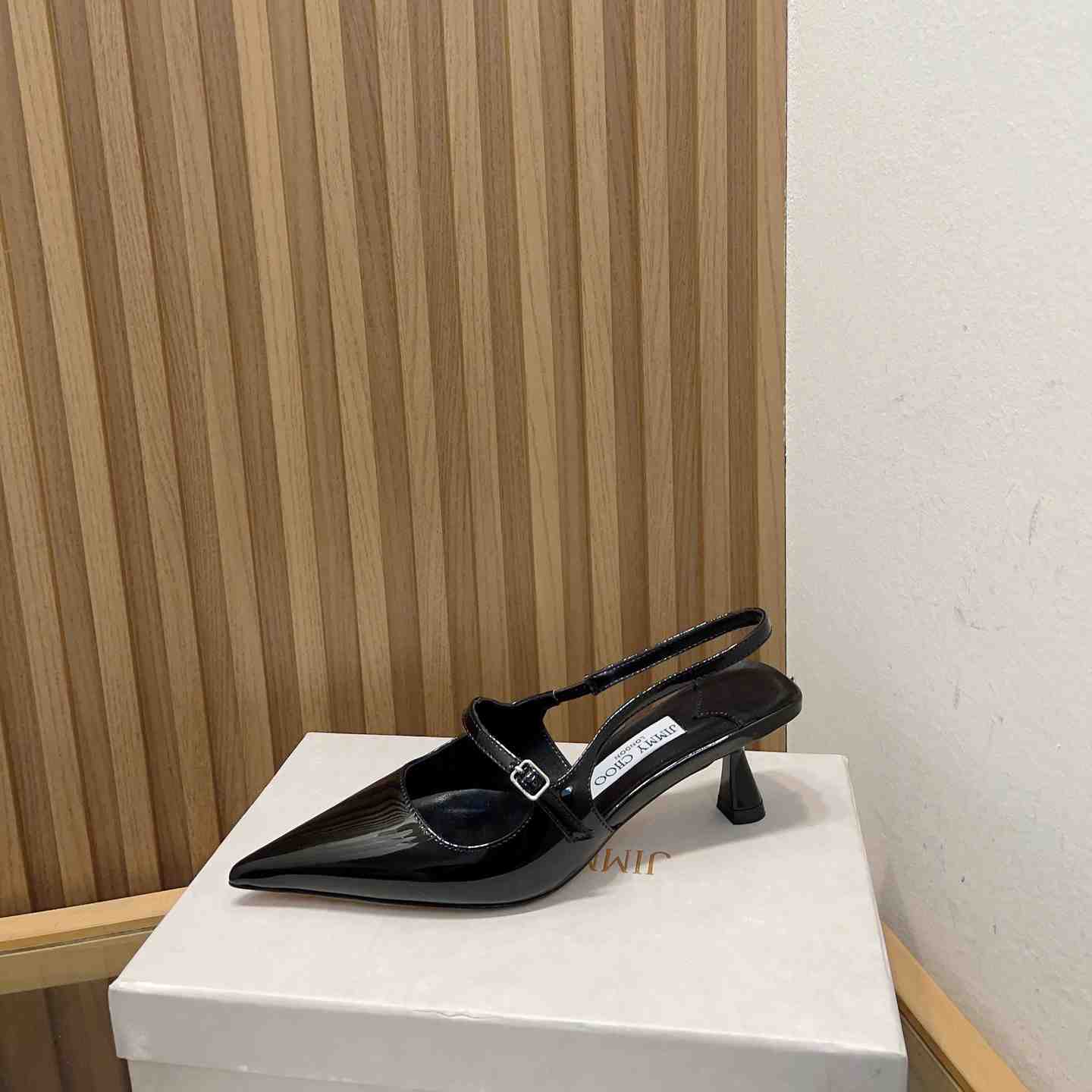 Jimmy Choo Didi 45 Black Patent Leather Pointed Pumps - PerfectKickZ