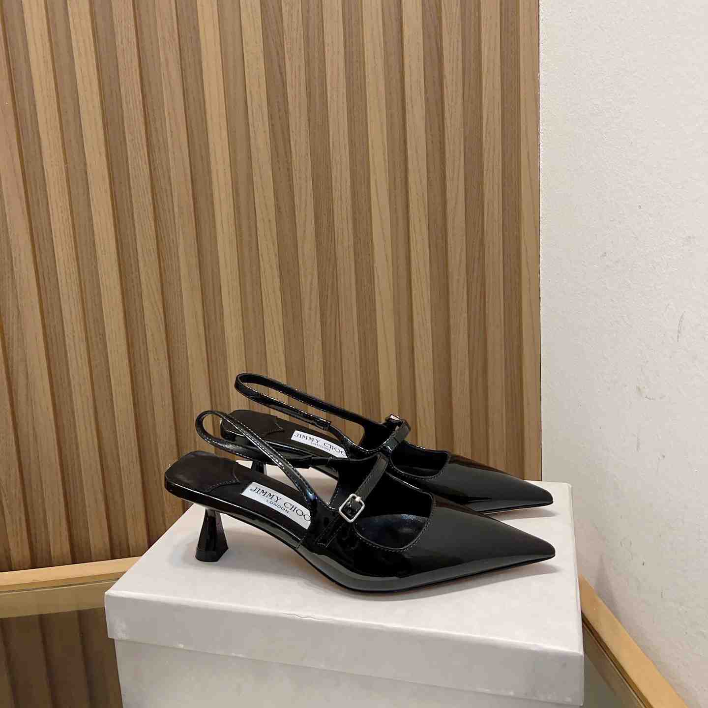 Jimmy Choo Didi 45 Black Patent Leather Pointed Pumps - PerfectKickZ