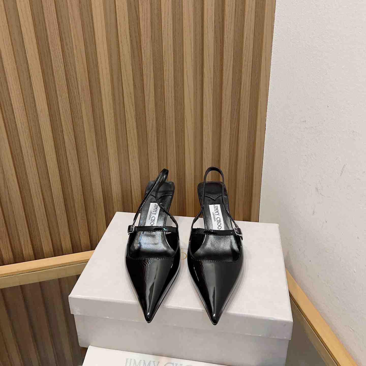 Jimmy Choo Didi 45 Black Patent Leather Pointed Pumps - PerfectKickZ