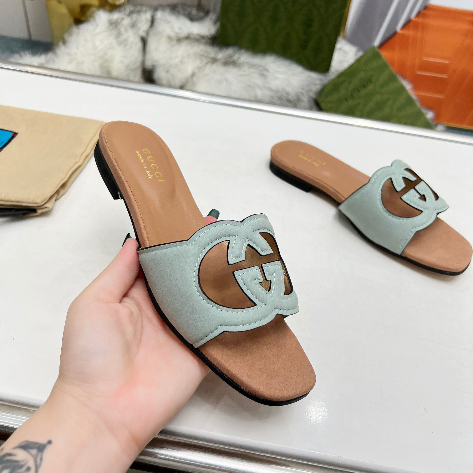 Gucci Women's Interlocking G Cut-out Sandal - PerfectKickZ