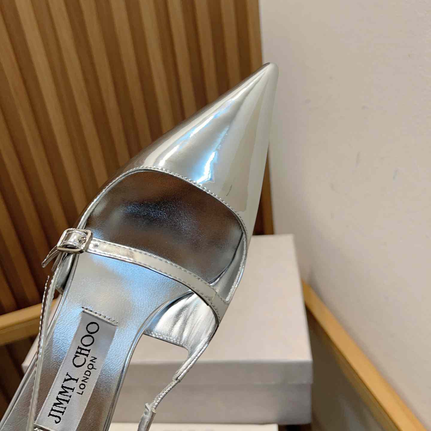 Jimmy Choo Didi 45 Silver Liquid Metal Leather Pointed Pumps - PerfectKickZ