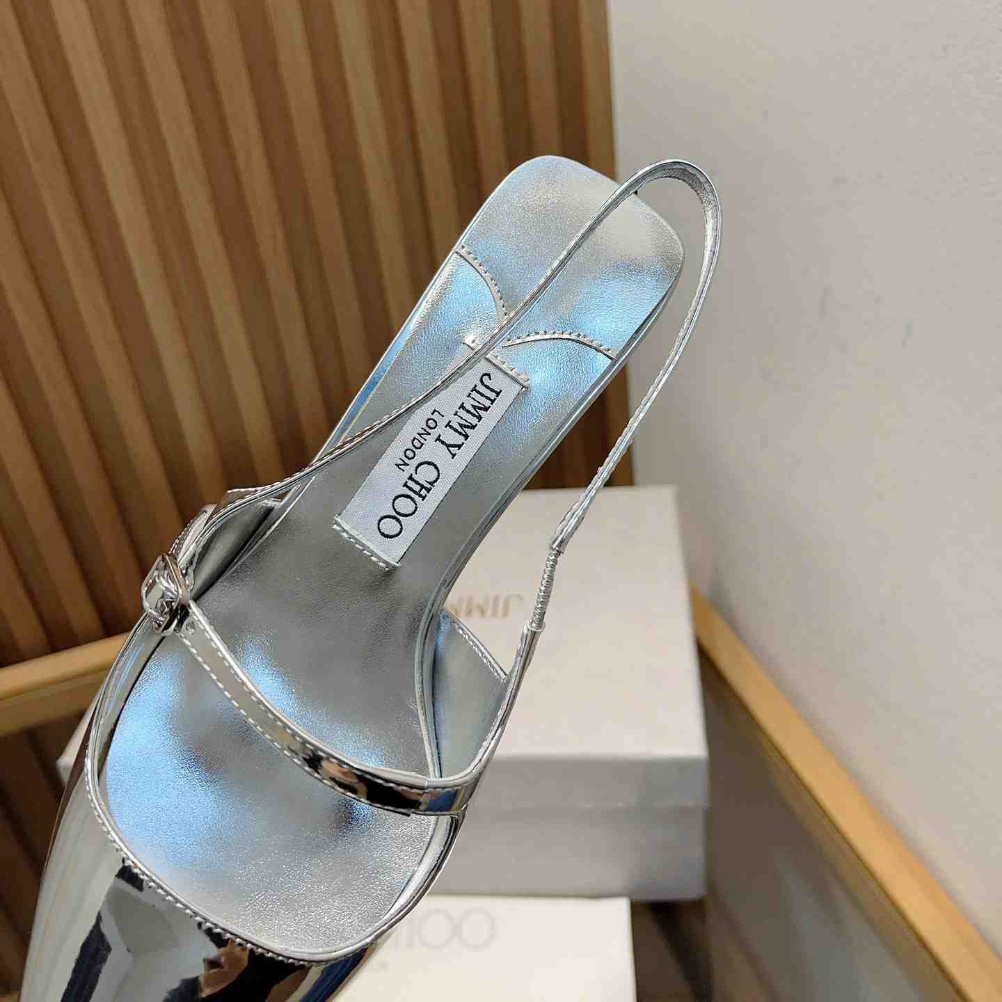 Jimmy Choo Didi 45 Silver Liquid Metal Leather Pointed Pumps - PerfectKickZ