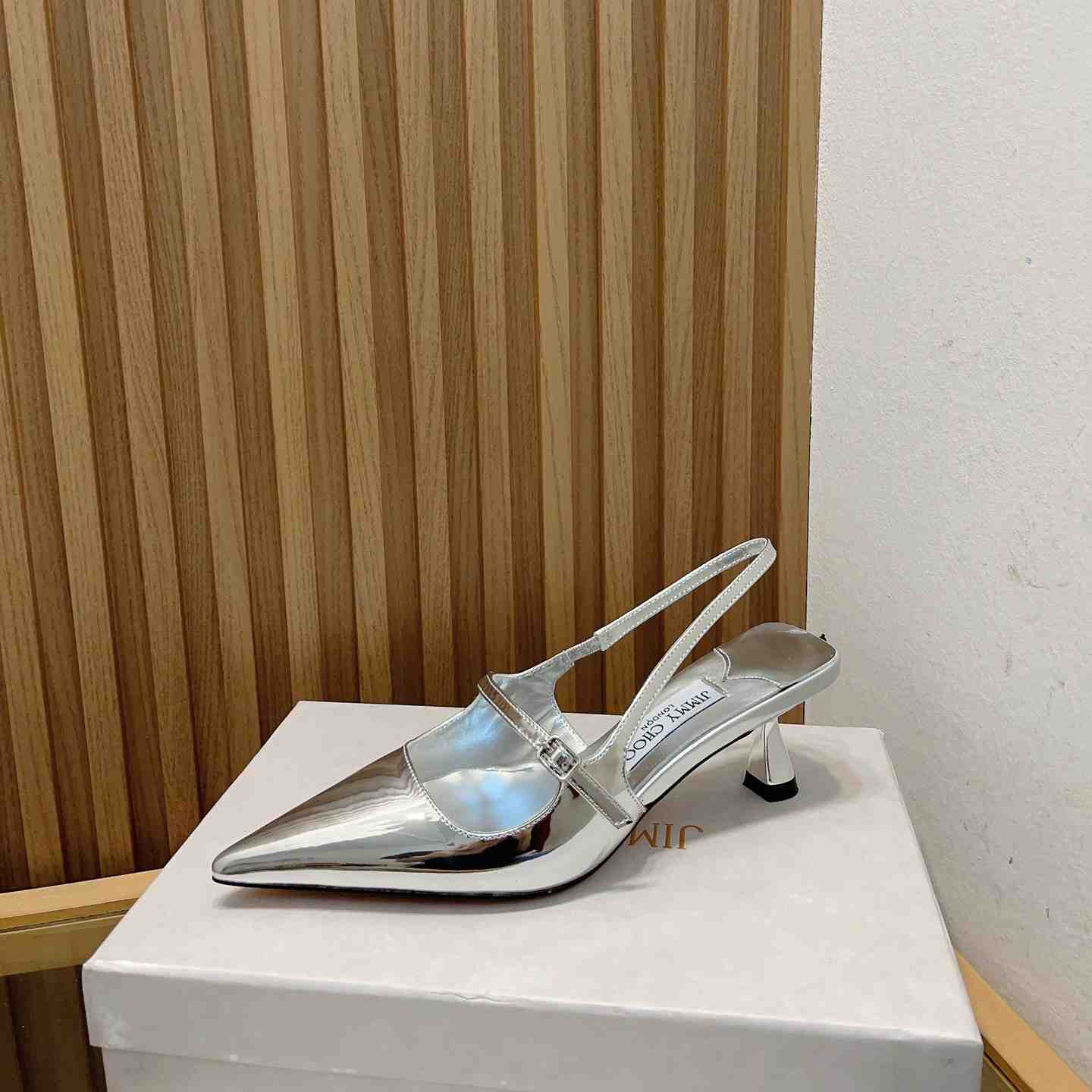 Jimmy Choo Didi 45 Silver Liquid Metal Leather Pointed Pumps - PerfectKickZ