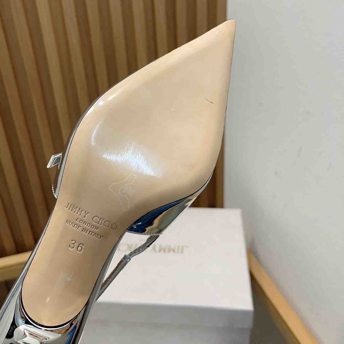 Jimmy Choo Didi 45 Silver Liquid Metal Leather Pointed Pumps - PerfectKickZ