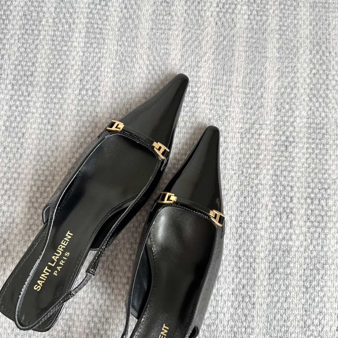 Saint Laurent Carine Slingback Pumps In Patent Leather - PerfectKickZ