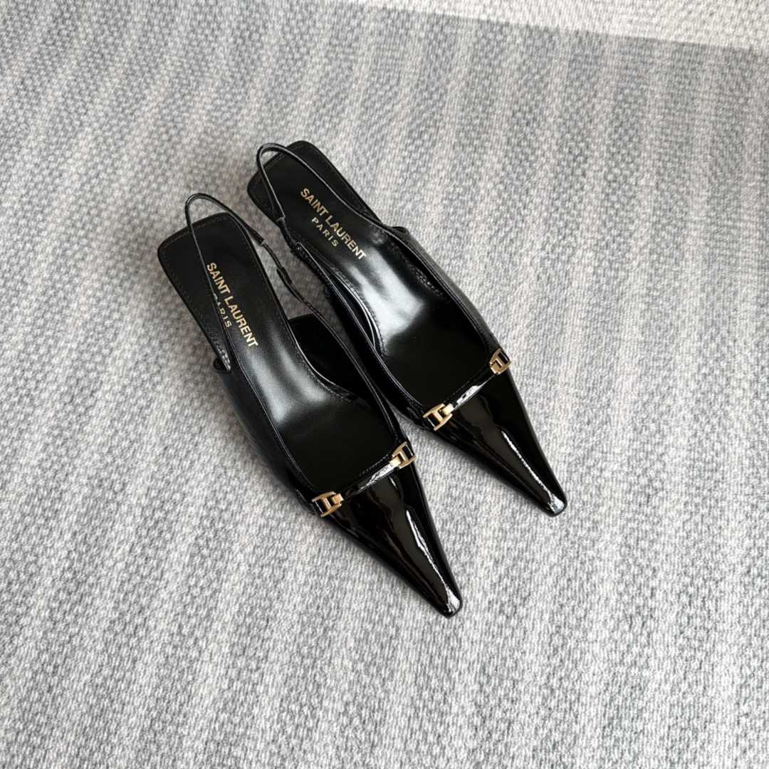 Saint Laurent Carine Slingback Pumps In Patent Leather - PerfectKickZ