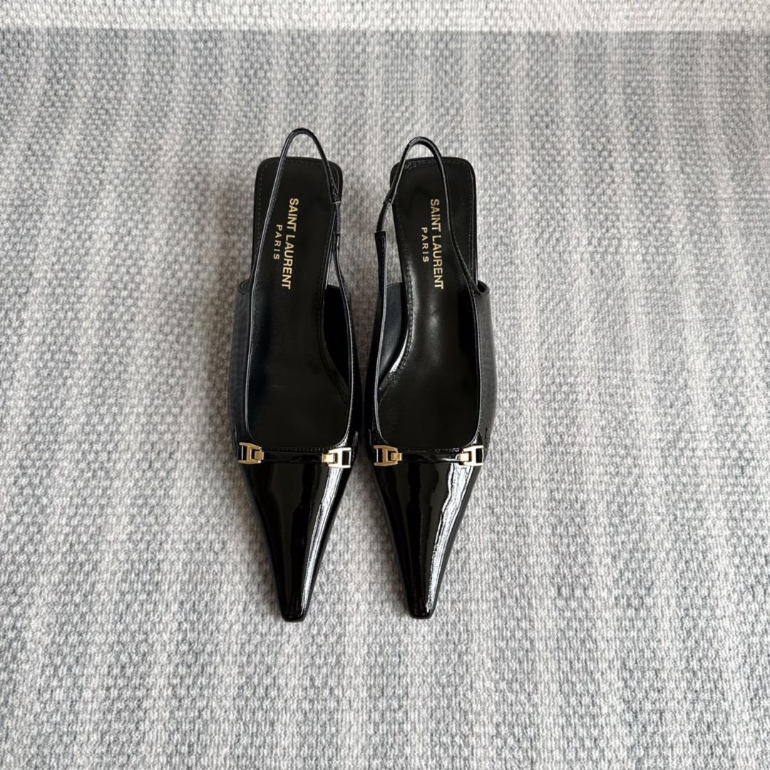 Saint Laurent Carine Slingback Pumps In Patent Leather - PerfectKickZ