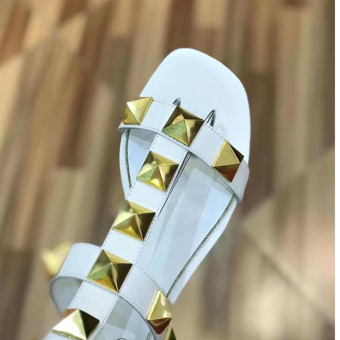 Valenti Roman Stud Flat Calfskin Sandal  - PerfectKickZ