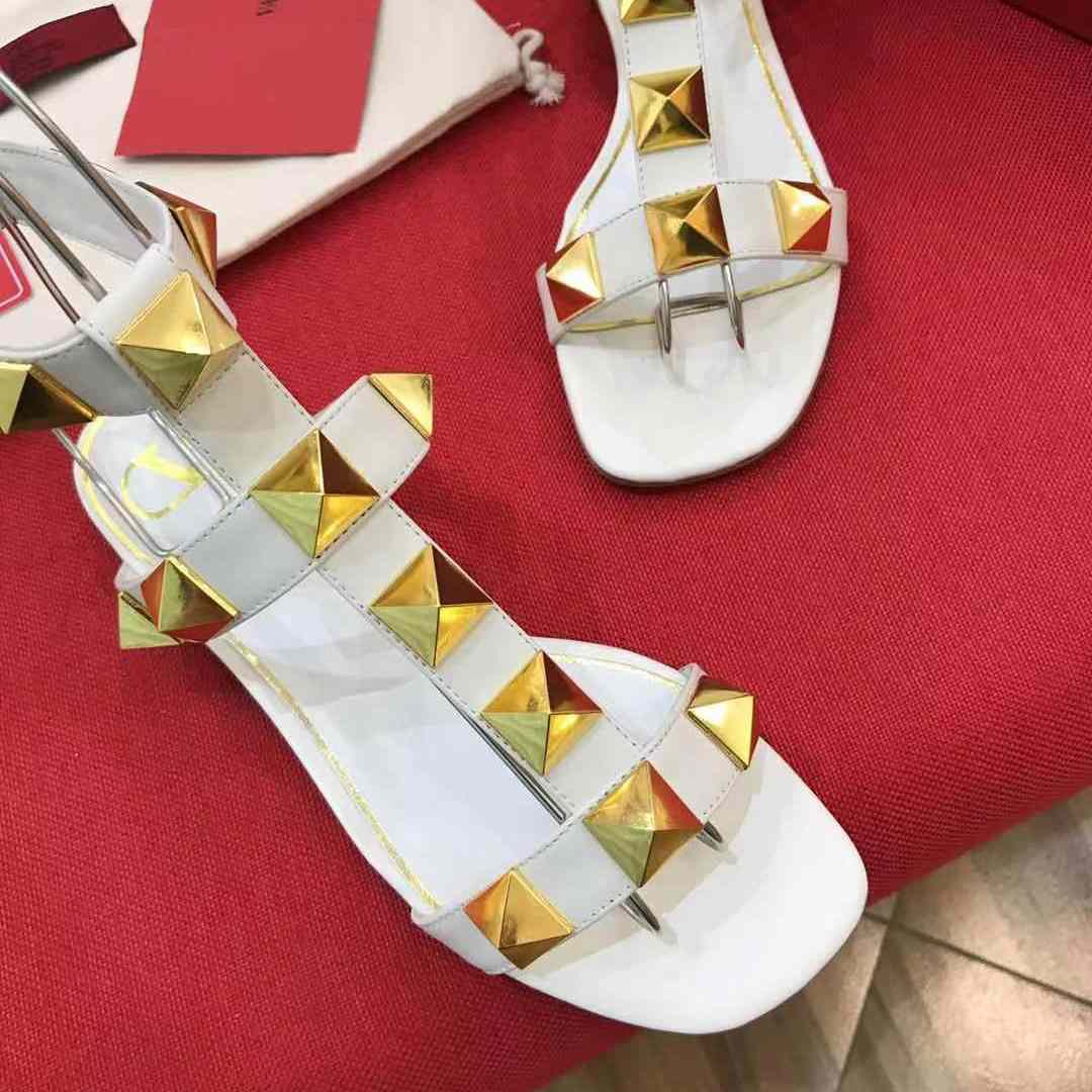 Valenti Roman Stud Flat Calfskin Sandal  - PerfectKickZ
