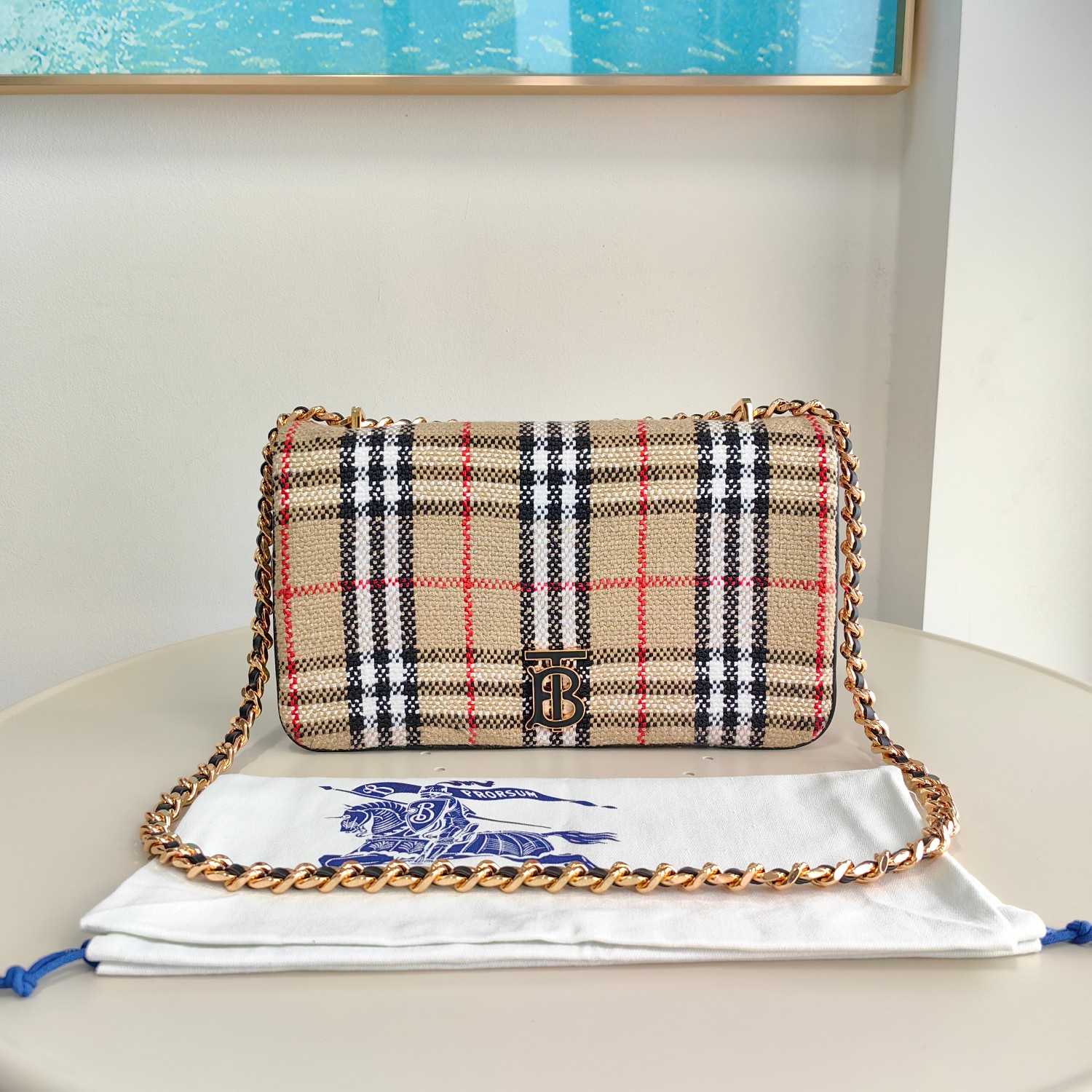 Burberry Lola Vintage-check Bouclé Shoulder Bag (28 x 6.5 x 17cm) - PerfectKickZ