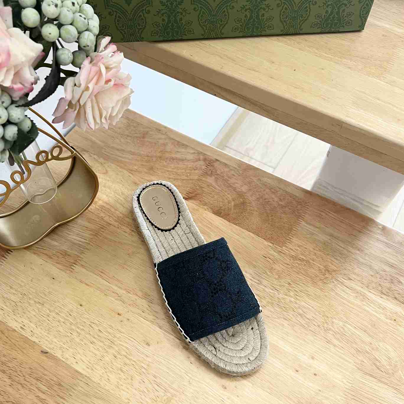 Gucci Women's Slide Espadrille With GG Crystals - PerfectKickZ