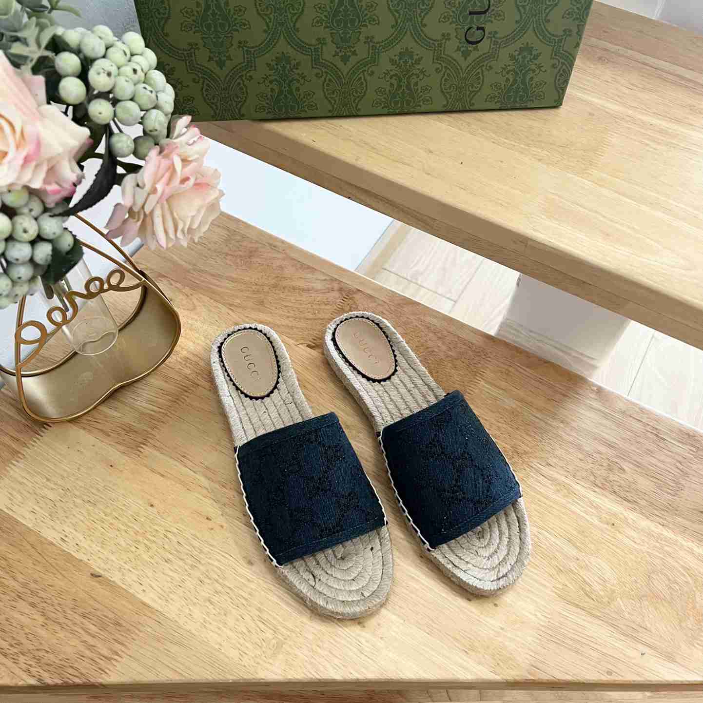 Gucci Women's Slide Espadrille With GG Crystals - PerfectKickZ
