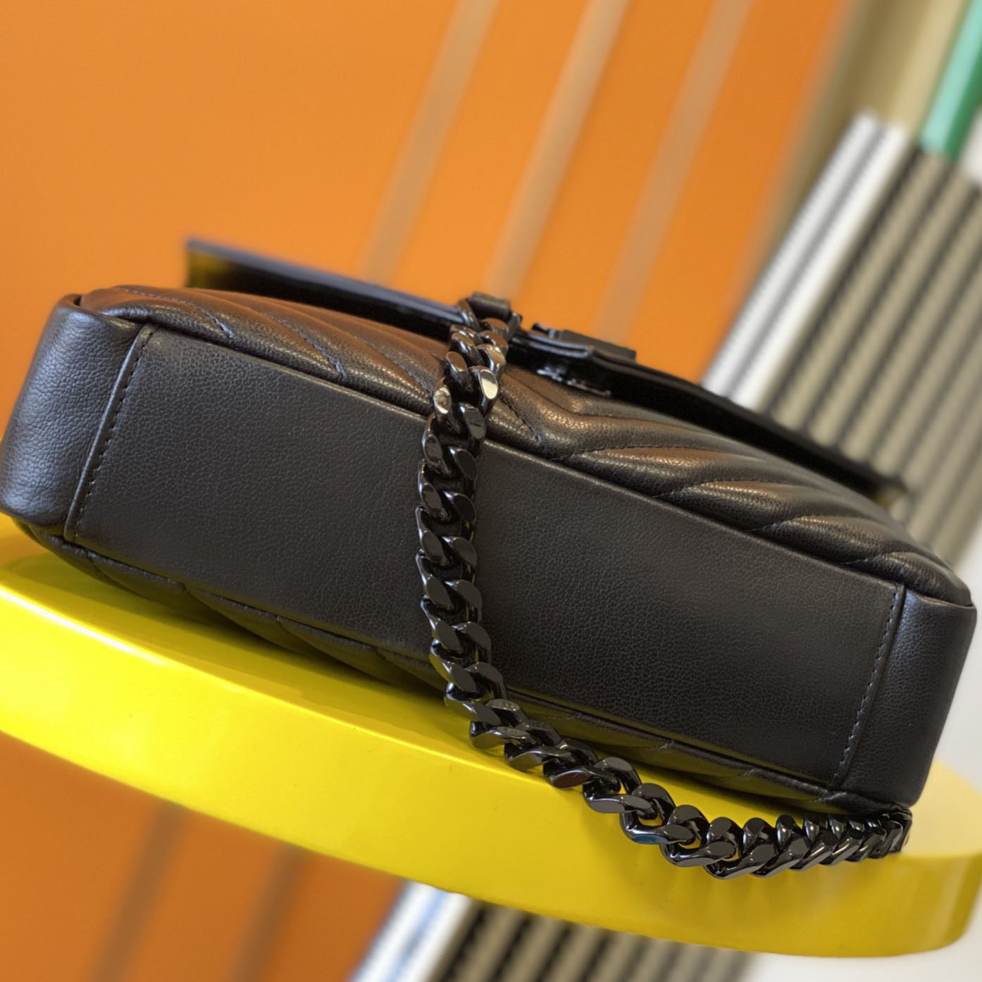 Saint Laurent Leather Shoulder Bag Black  (24x17x6.5cm) - PerfectKickZ