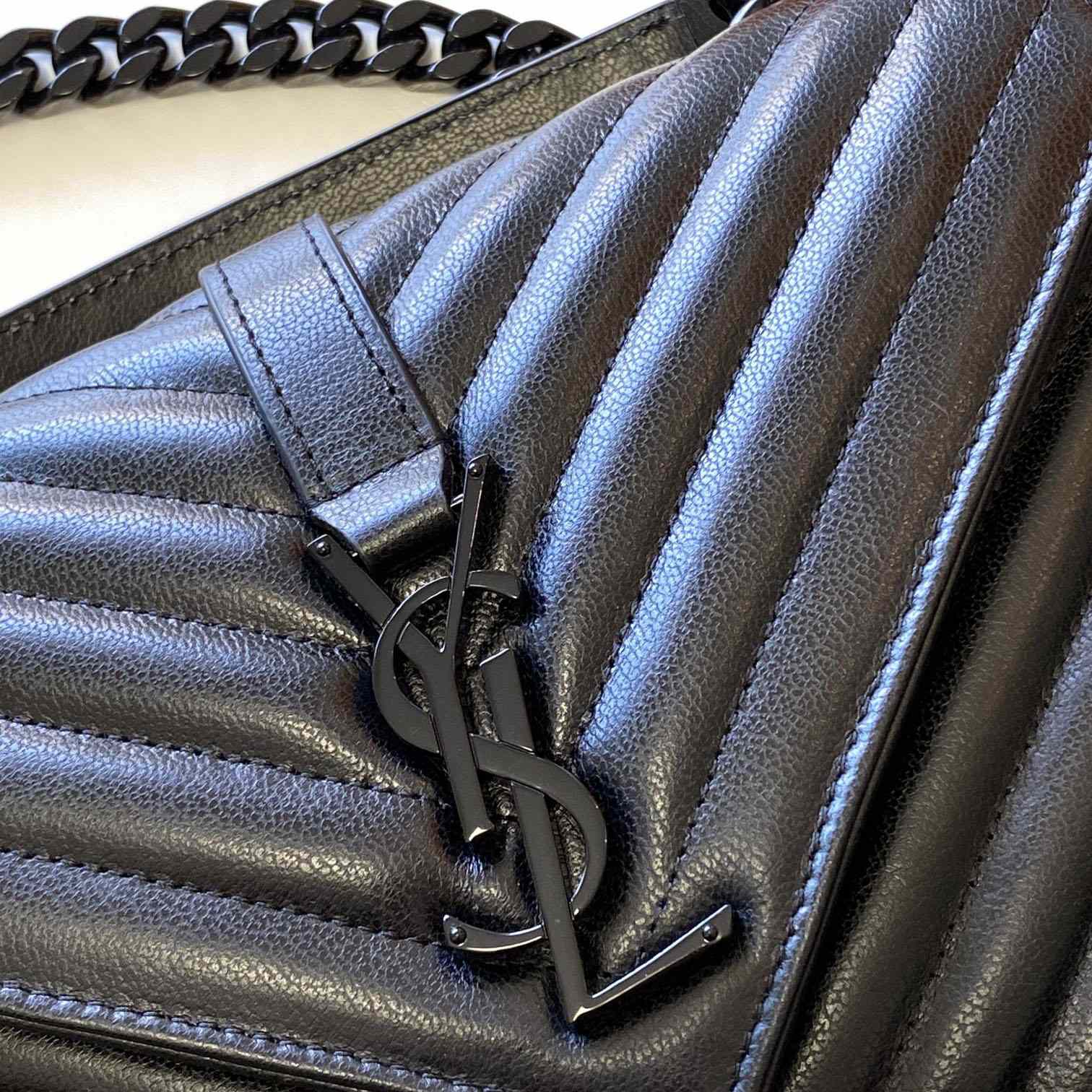 Saint Laurent Leather Shoulder Bag Black  (24x17x6.5cm) - PerfectKickZ