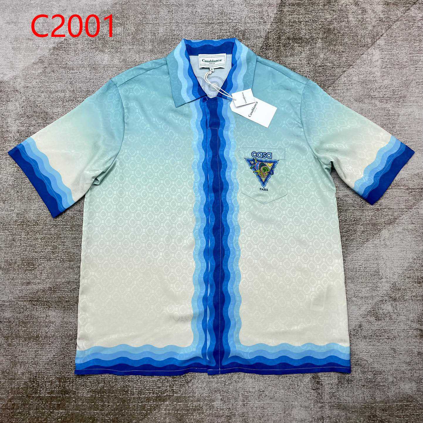 Casablanca Cuban Collar Short Sleeve Graphic Shirt  C2001 - PerfectKickZ