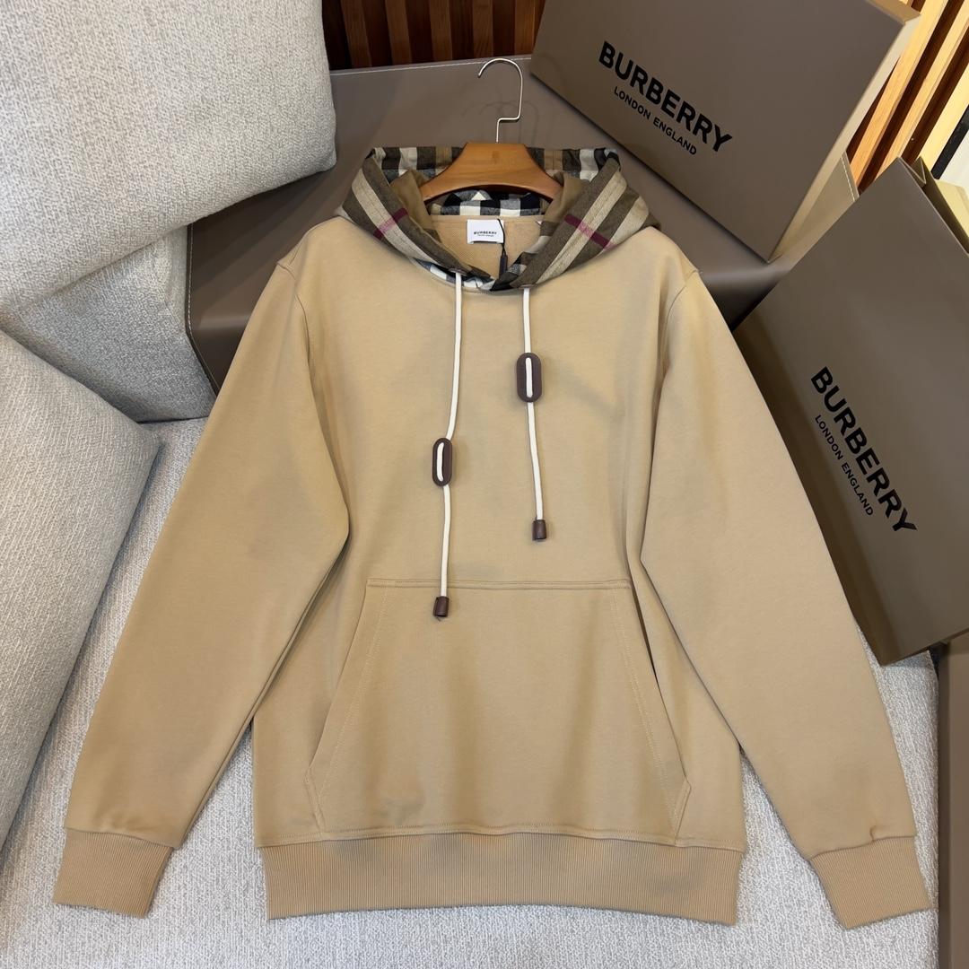 Burberry Check Trim Cotton Blend Hoodie - PerfectKickZ