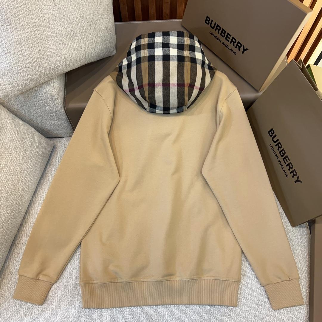 Burberry Check Trim Cotton Blend Hoodie - PerfectKickZ