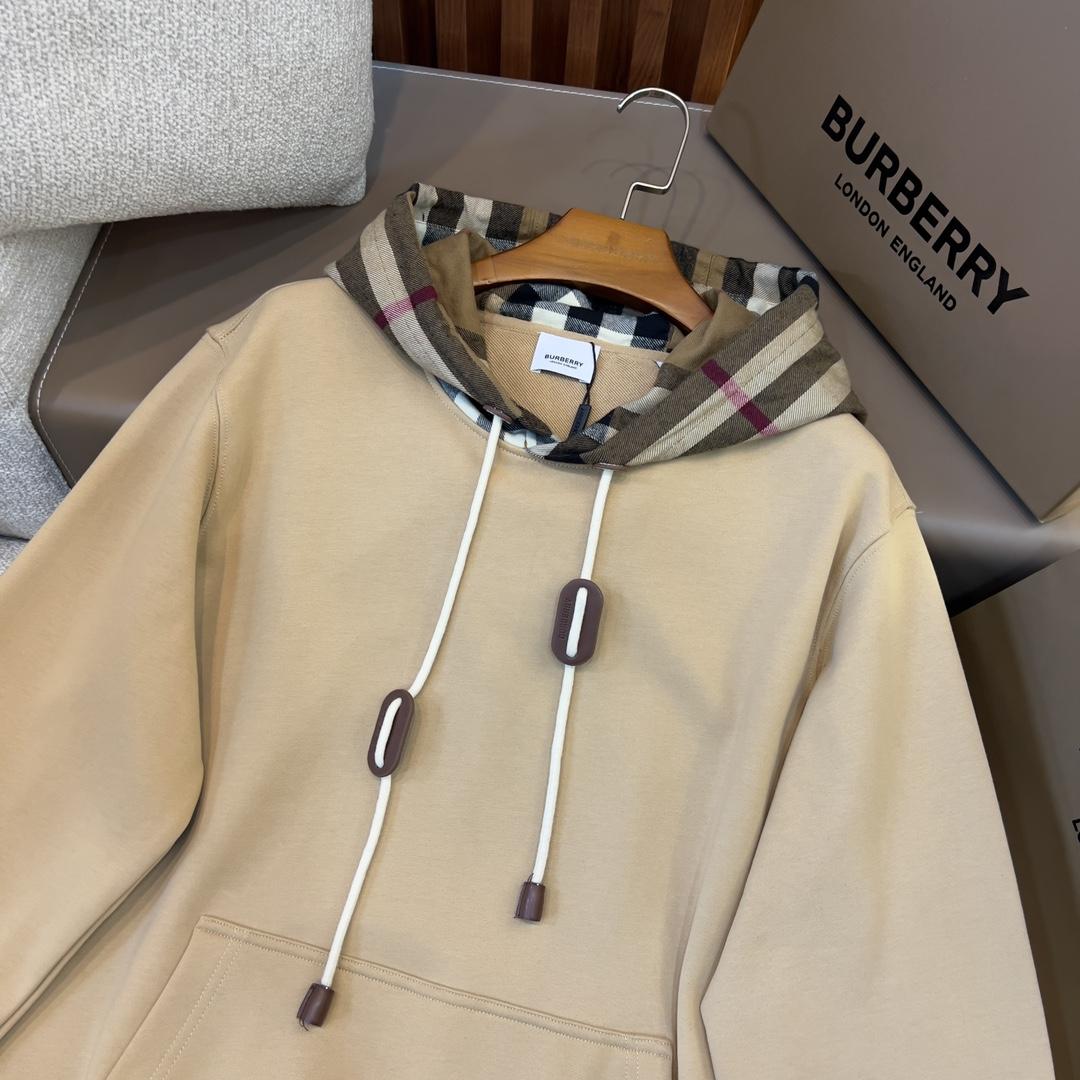Burberry Check Trim Cotton Blend Hoodie - PerfectKickZ