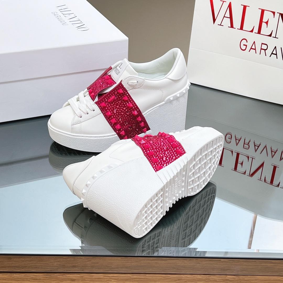 Valenti Open Disc Wedge Sneaker In Calfskin With Sequin Embroidery  85mm - PerfectKickZ