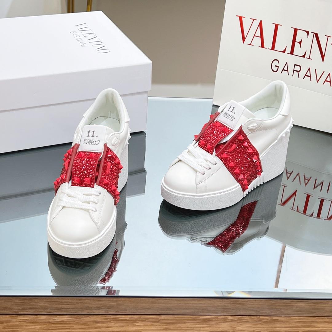 Valenti Open Disc Wedge Sneaker In Calfskin With Sequin Embroidery  85mm - PerfectKickZ