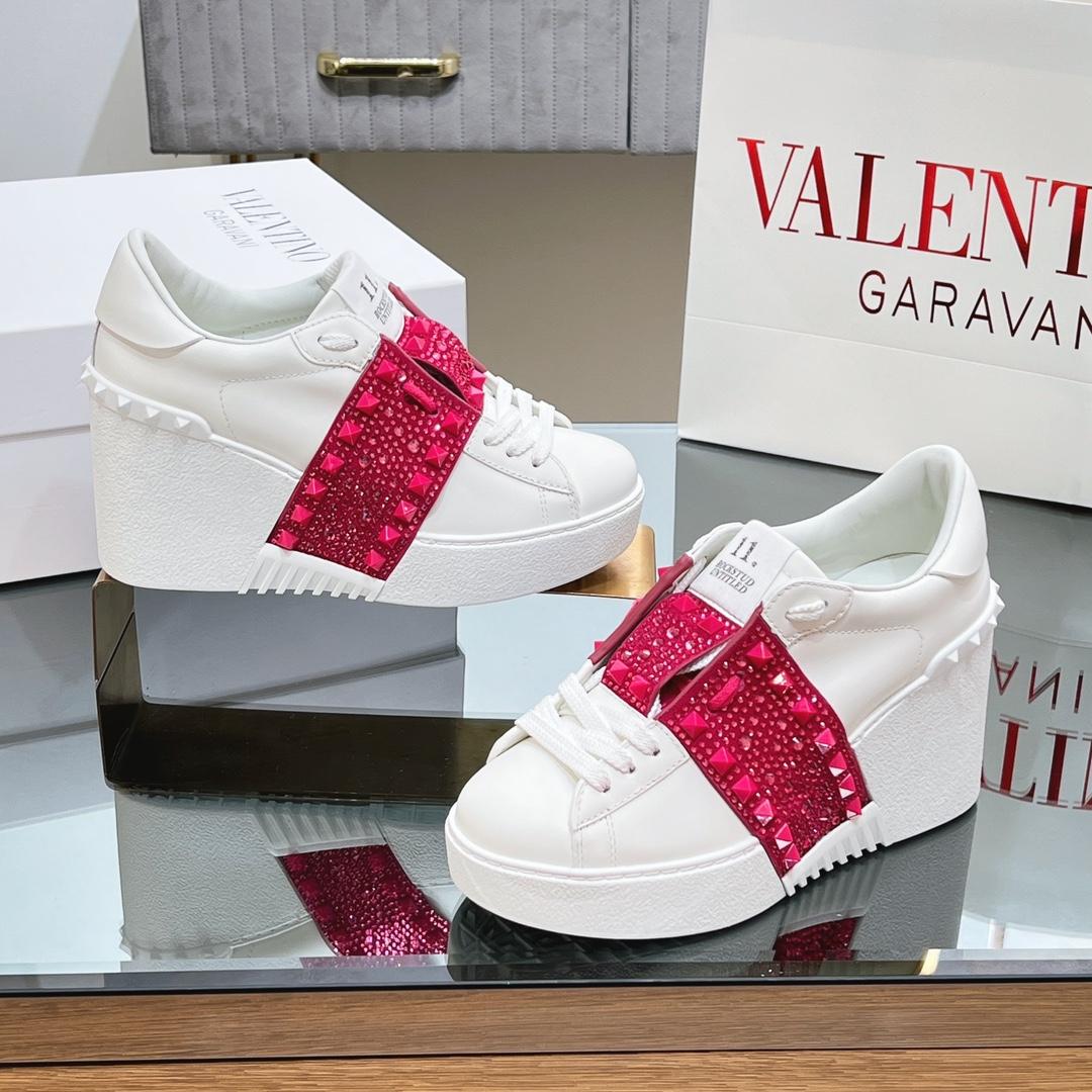 Valenti Open Disc Wedge Sneaker In Calfskin With Sequin Embroidery  85mm - PerfectKickZ